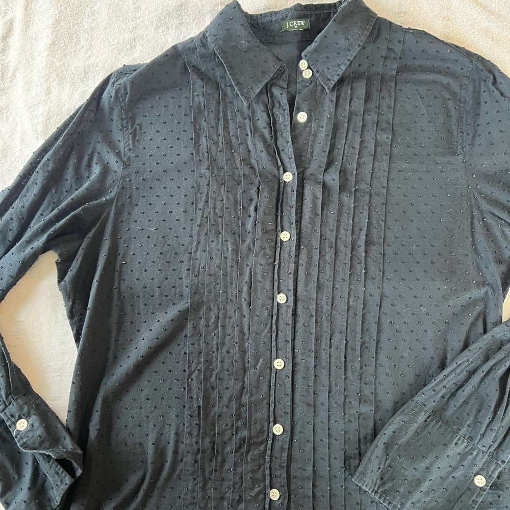 J. Crew Women's Navy Tuxedo Button Down Shirt​​